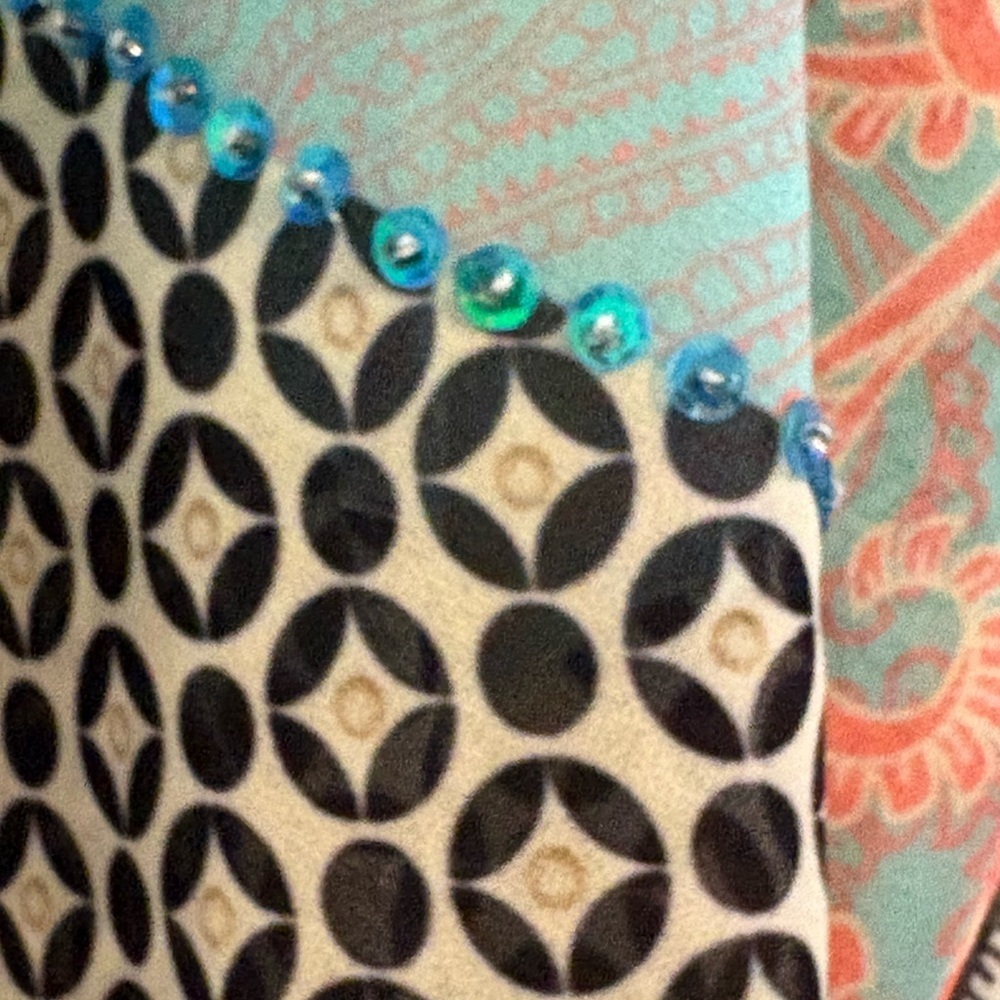NWOT Soft Surroundings Coral and Blue Sheer Paisley Kimono Topper - Picture 6 of 10
